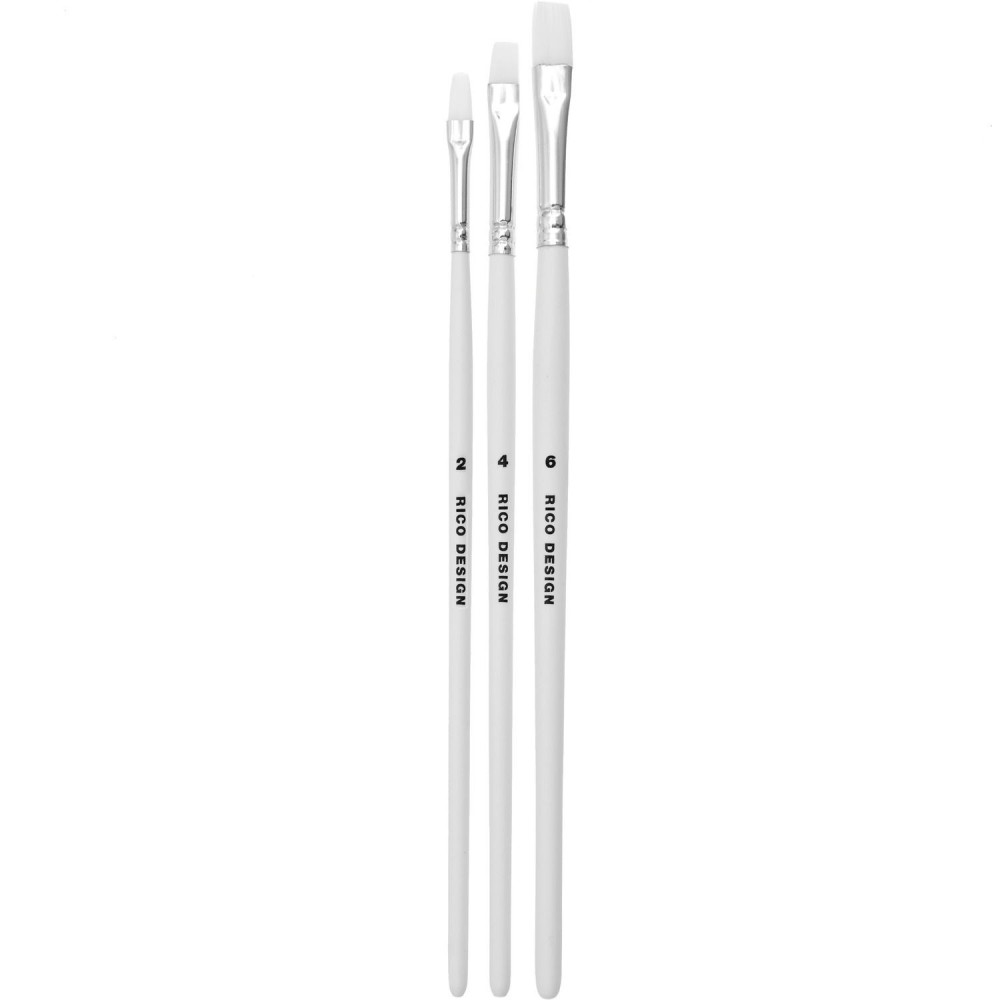 Zestaw płaskich syntetycznych pędzli Acrilini - Rico Design - 3 szt.