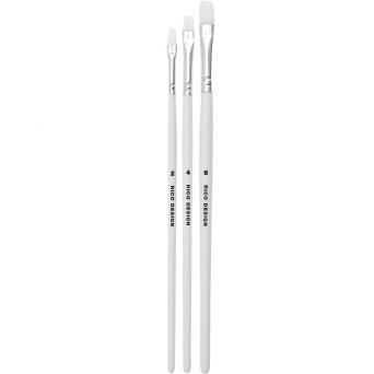 Zestaw płaskich syntetycznych pędzli Acrilini - Rico Design - 3 szt.