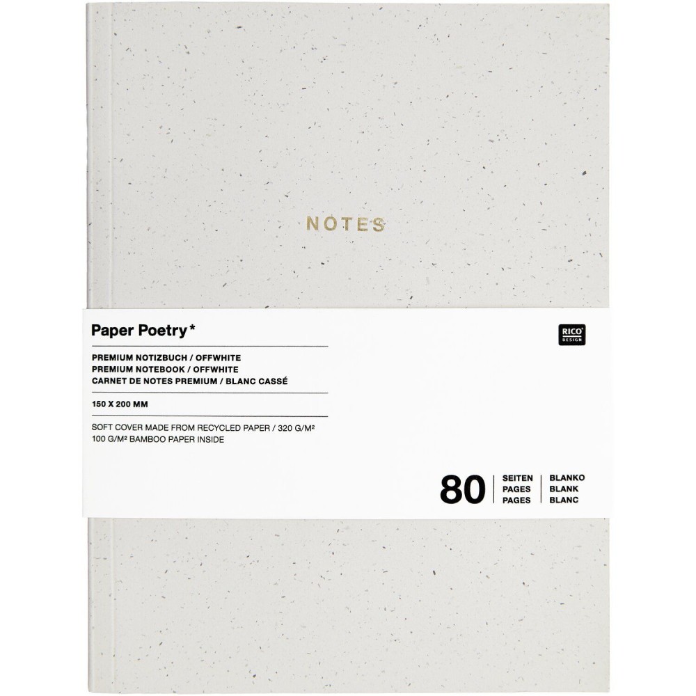 Plain notebook 15 x 20 cm - Paper Poetry - Off White softcover 100 g