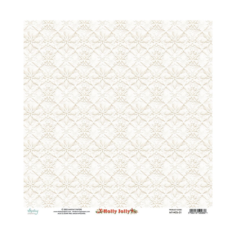 Papier do scrapbookingu 30,5 x 30,5 cm - Mintay - Holly Jolly 01