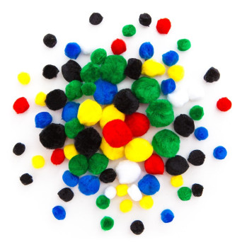 Assorted Acrylic Pompoms - DpCraft - fluffy, colorful, 78 pcs.
