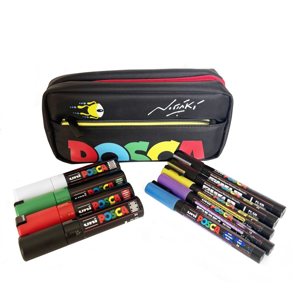 Zestaw markerów Posca w piórniku Noriaki Limitowana Edycja - Uni - 9 szt.