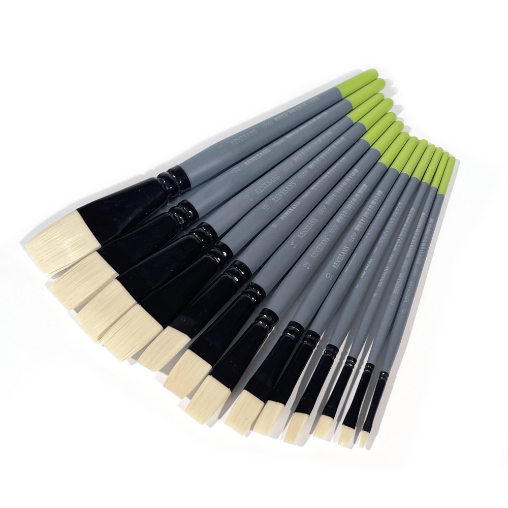Flat synthetic bristle 1005F series brush - Renesans - no. 0