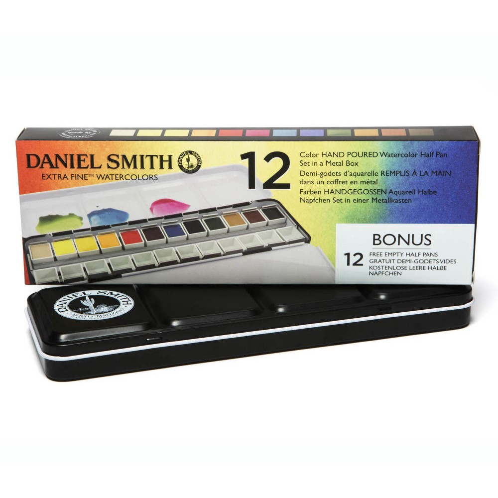 Zestaw akwareli Extra Fine w półkostkach + Bonus - Daniel Smith - 12 szt.