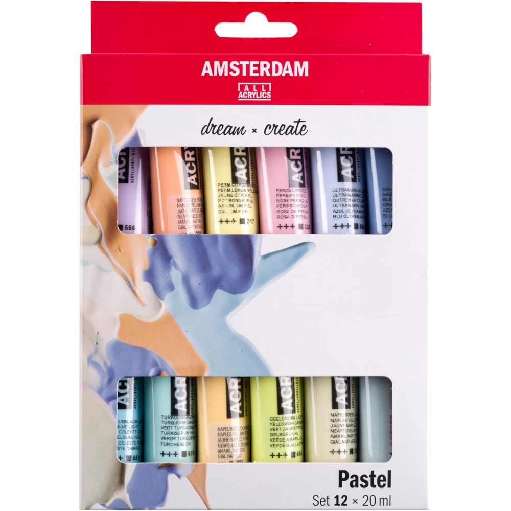 Zestaw farb akrylowych Pastel - Amsterdam - 12 x 20 ml