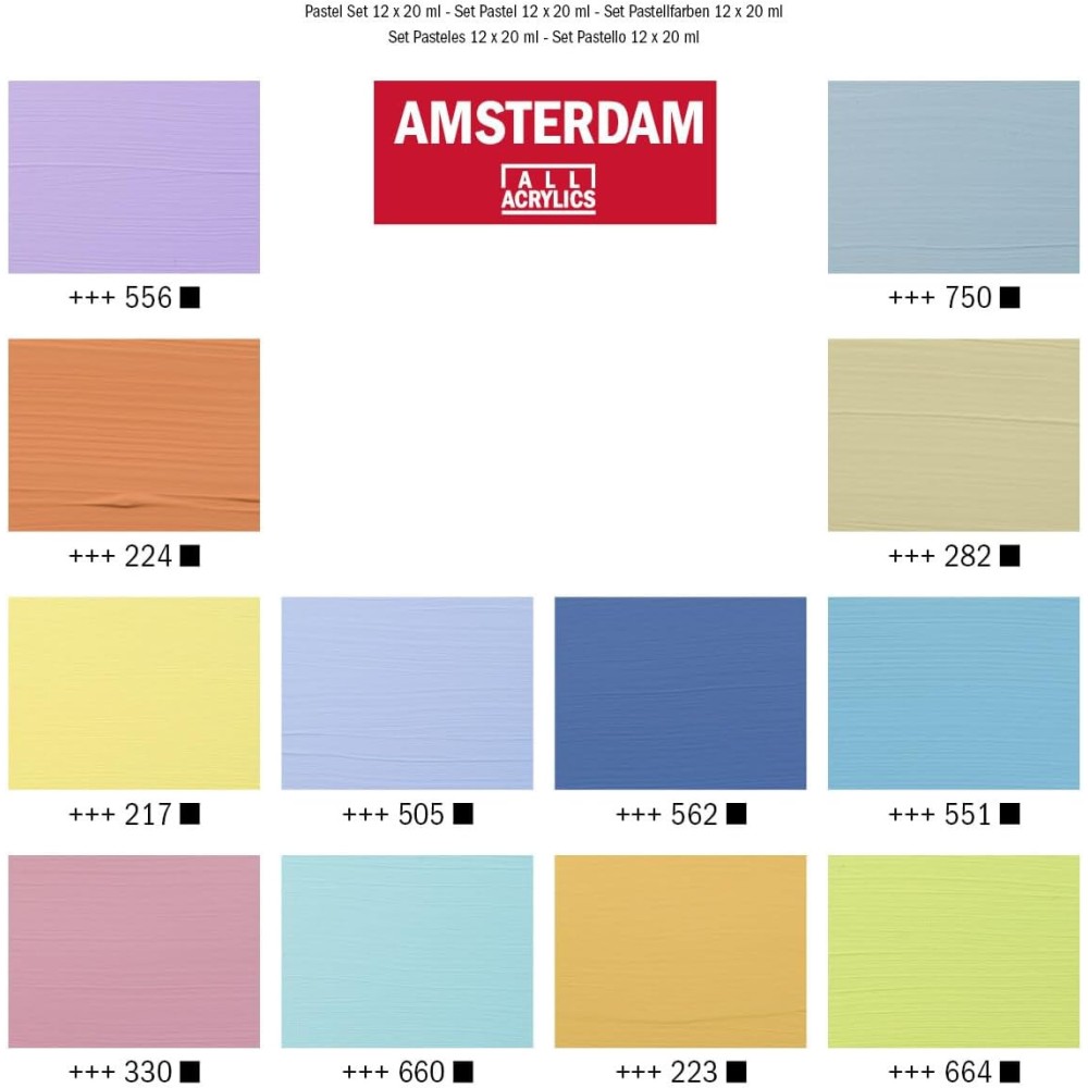 Zestaw farb akrylowych Pastel - Amsterdam - 12 x 20 ml