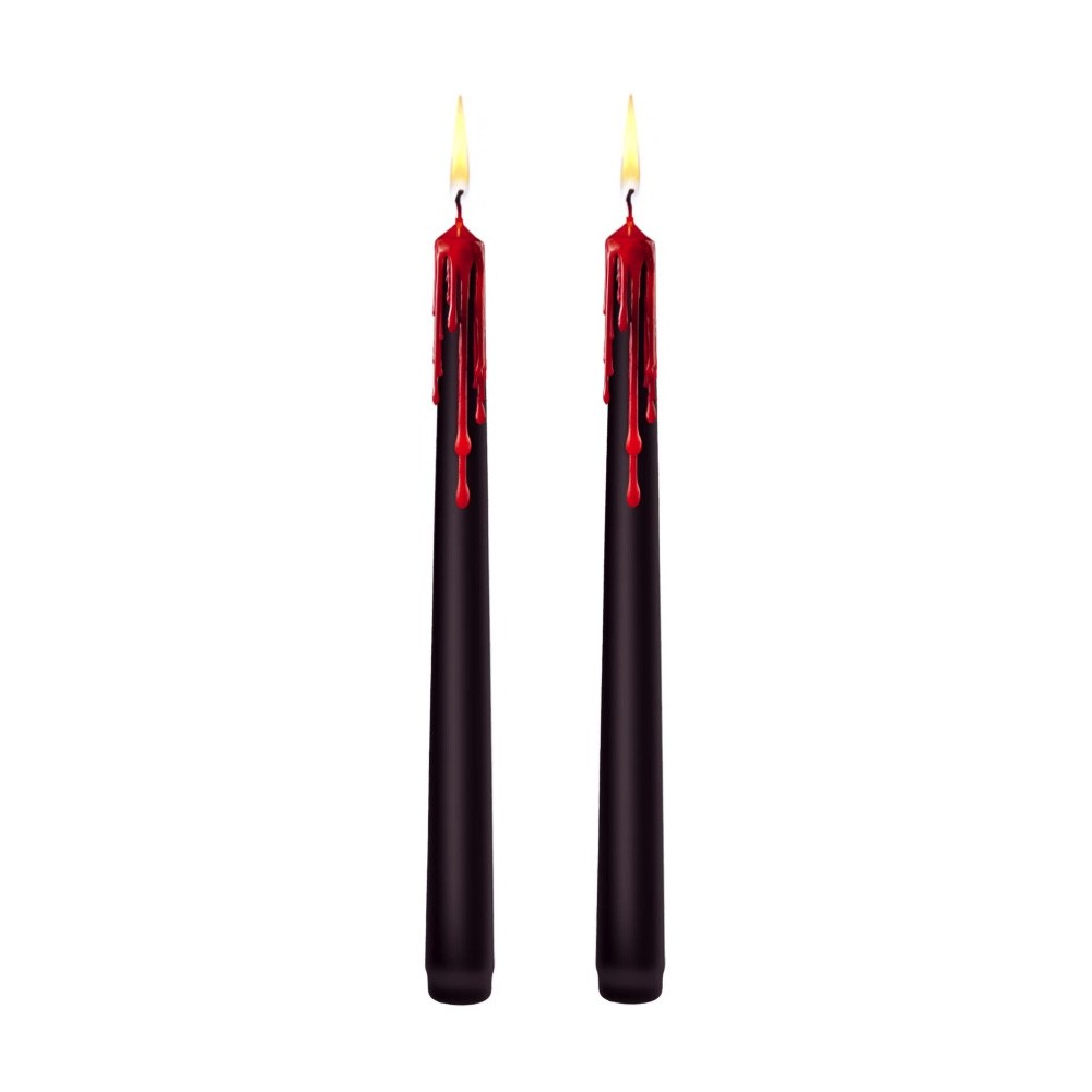 Halloween bleeding candles - black and red 25 cm 2 pcs.