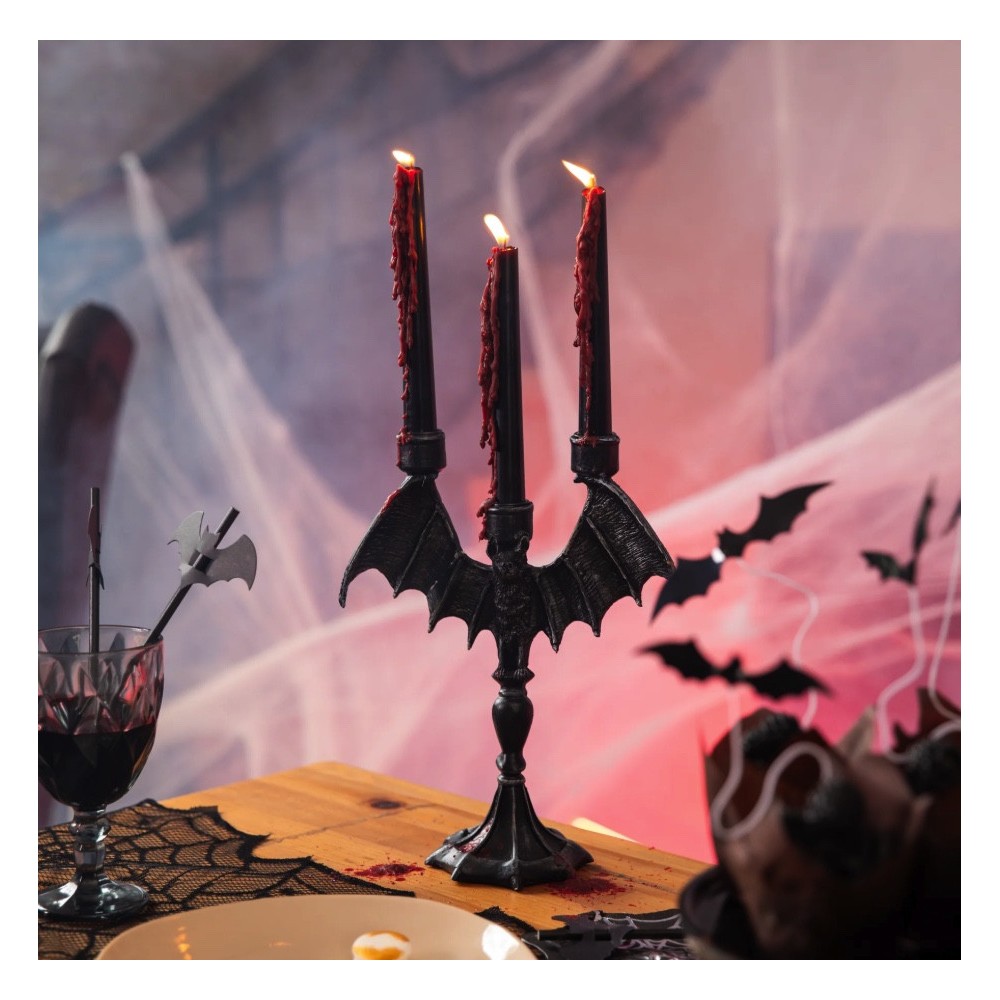 Krwawiące świece halloweenowe - czarno-czerwone 25 cm 2 szt.