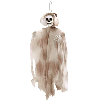 Dekoracja halloweenowa wisząca Szkielet - szary 90 cm