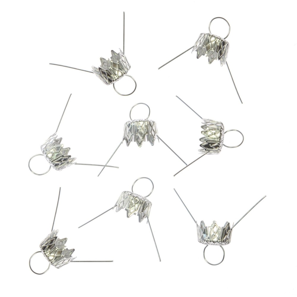 Bauble hangers - silver, 10 mm, 8 pcs.