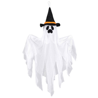 Dekoracja halloweenowa wisząca Duch w kapeluszu - 50 cm