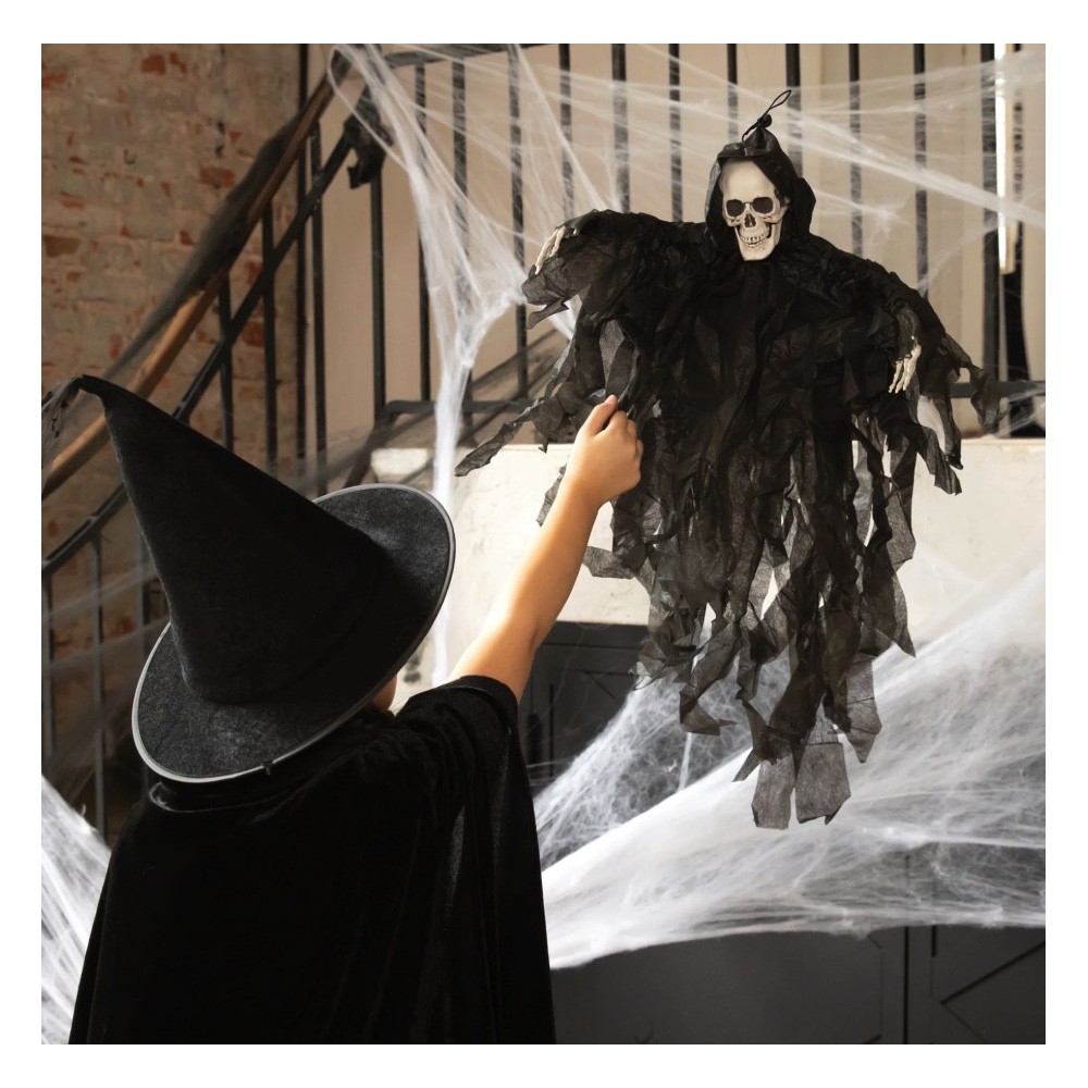 The hanging Halloween decoration Skeleton - black 90 cm