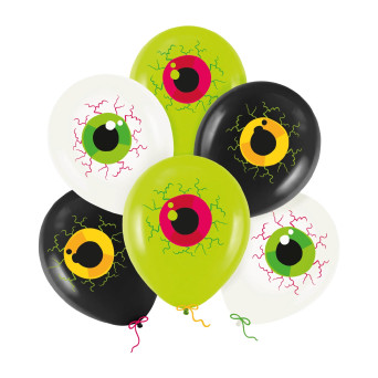 Balony halloweenowe Oczy - 6 szt.