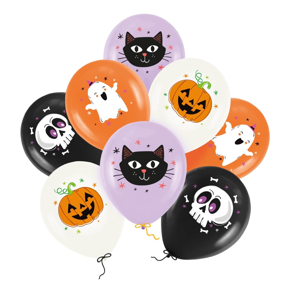Balony halloweenowe ze wzorami - 8 szt.