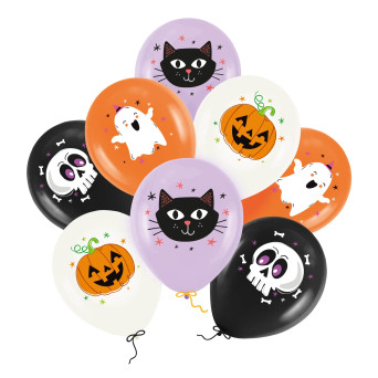 Balony halloweenowe ze wzorami - 8 szt.