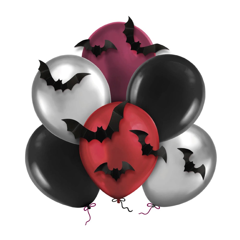 Balony halloweenowe nietoperze DIY - 6 szt.
