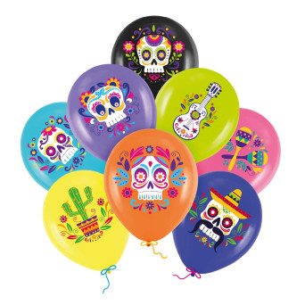 Mexican Halloween balloons - 30 cm 8 pcs.