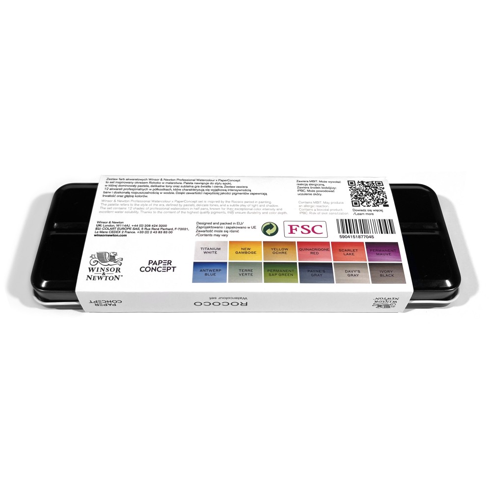 Professional Watercolour Rococo half-pans set - Winsor & Newton x PaperConcept - 12 pcs.