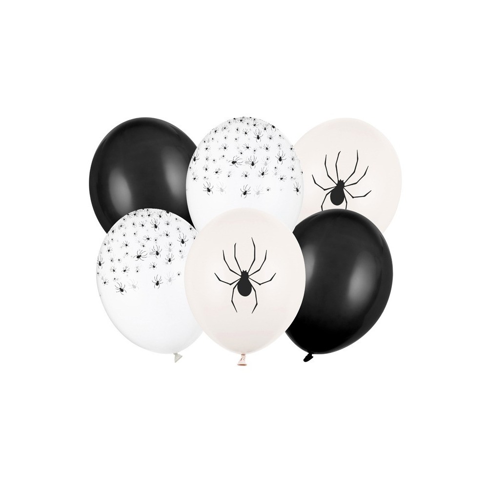 Halloweenowe balony Pająki - 30 cm 6 szt.