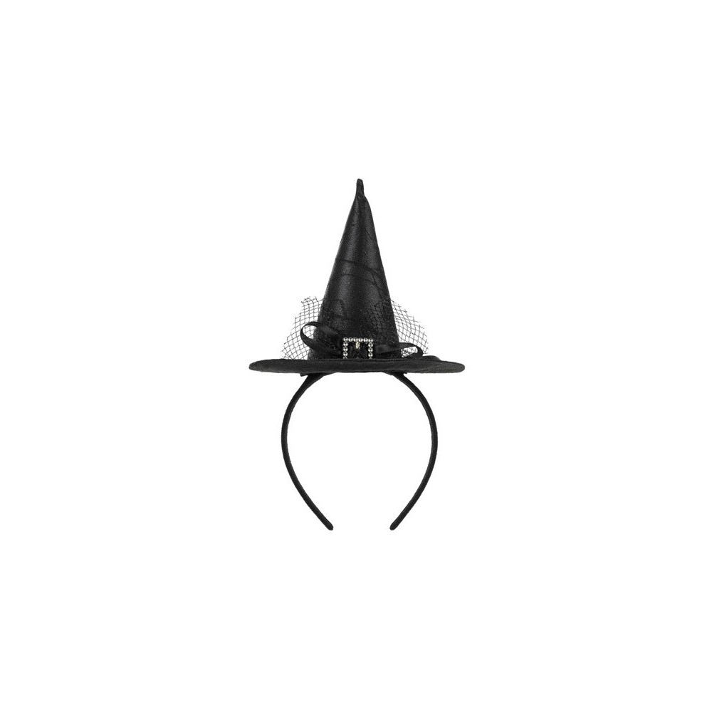 Halloweenowa opaska Kapelusz Czarownicy - czarna 17 x 28 cm