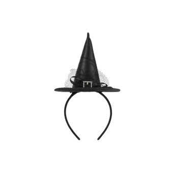 Halloweenowa opaska Kapelusz Czarownicy - czarna 17 x 28 cm