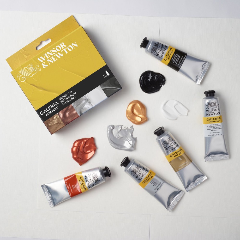 Zestaw farb akrylowych Galeria - Winsor & Newton - Metallic 6 szt.
