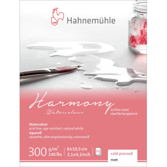 Harmony Watercolour mini paper pad 8 x 10,5 cm - Hahnemühle - 300 g 12 sheets