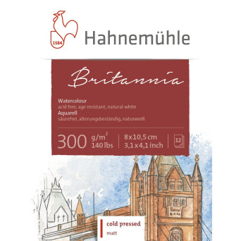 Blok mini do akwareli Britannia Watercolour 8 x 10,5 cm - Hahnemühle - 300 g 12 ark.