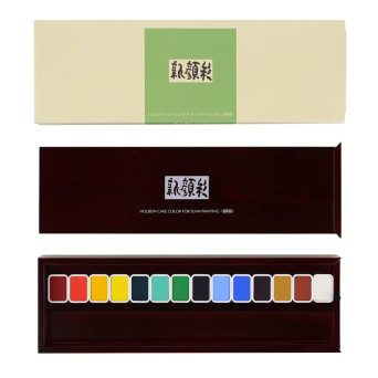 Set of pans Shin-Gansai watercolor paints - Holbein - 14 pcs.