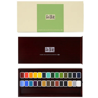 Set of pans Shin-Gansai watercolor paints - Holbein - 28 pcs.