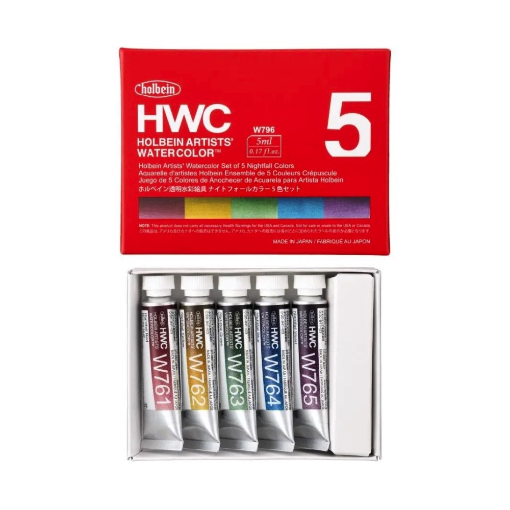 Set of Nightfall Artists' Watercolor paints - Holbein - 5 x 5 ml
