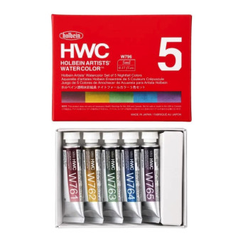 Set of Nightfall Artists' Watercolor paints - Holbein - 5 x 5 ml