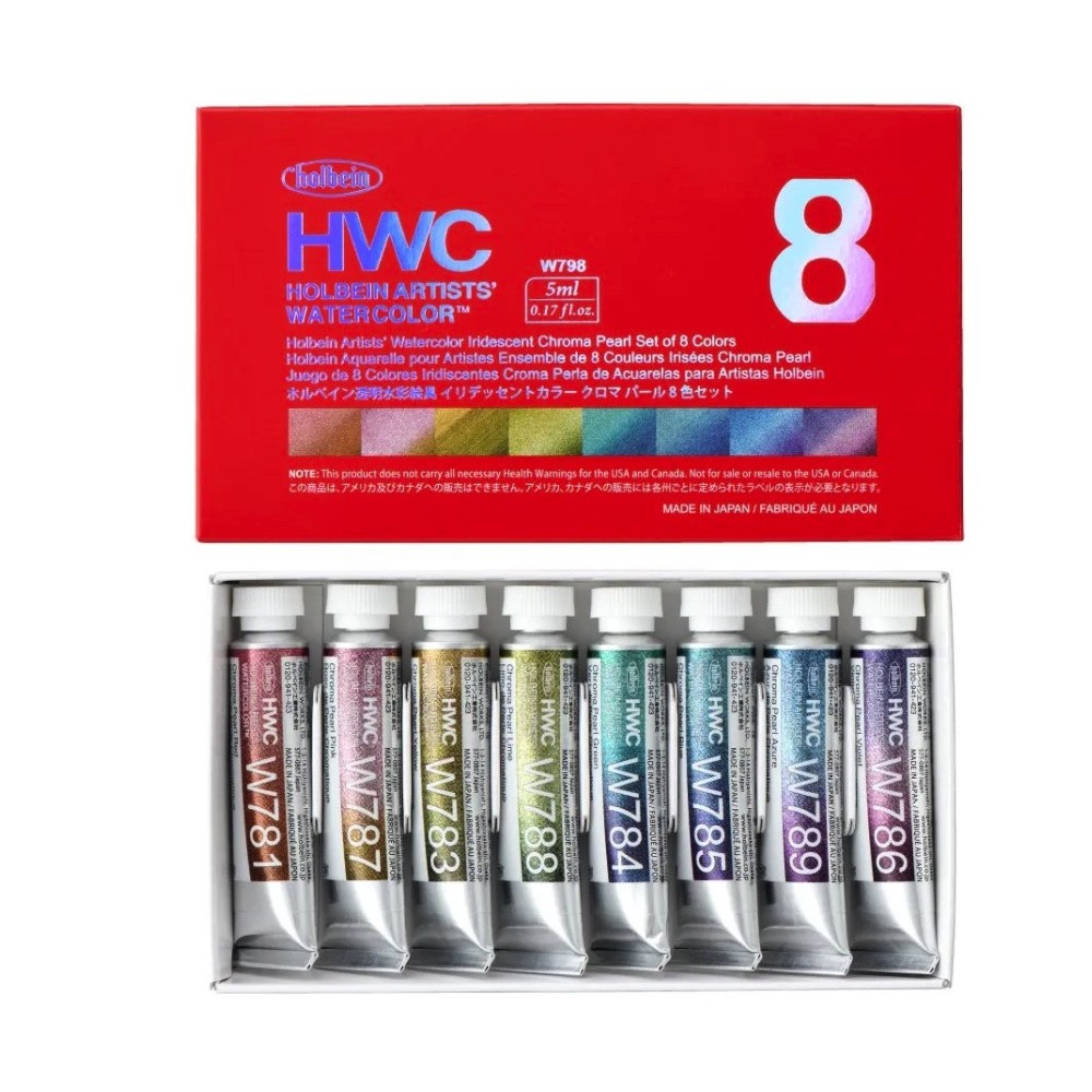 Zestaw akwareli Artists’ Watercolor Chroma Pearl - Holbein - 5 ml x 8 szt.