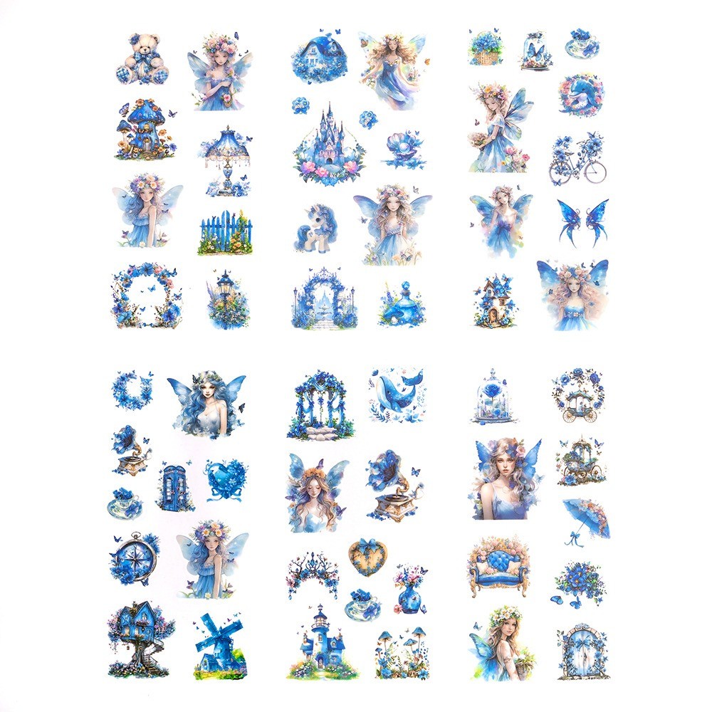 Foil stickers Fairies - DpCraft - Blue Stardust 6 sheets