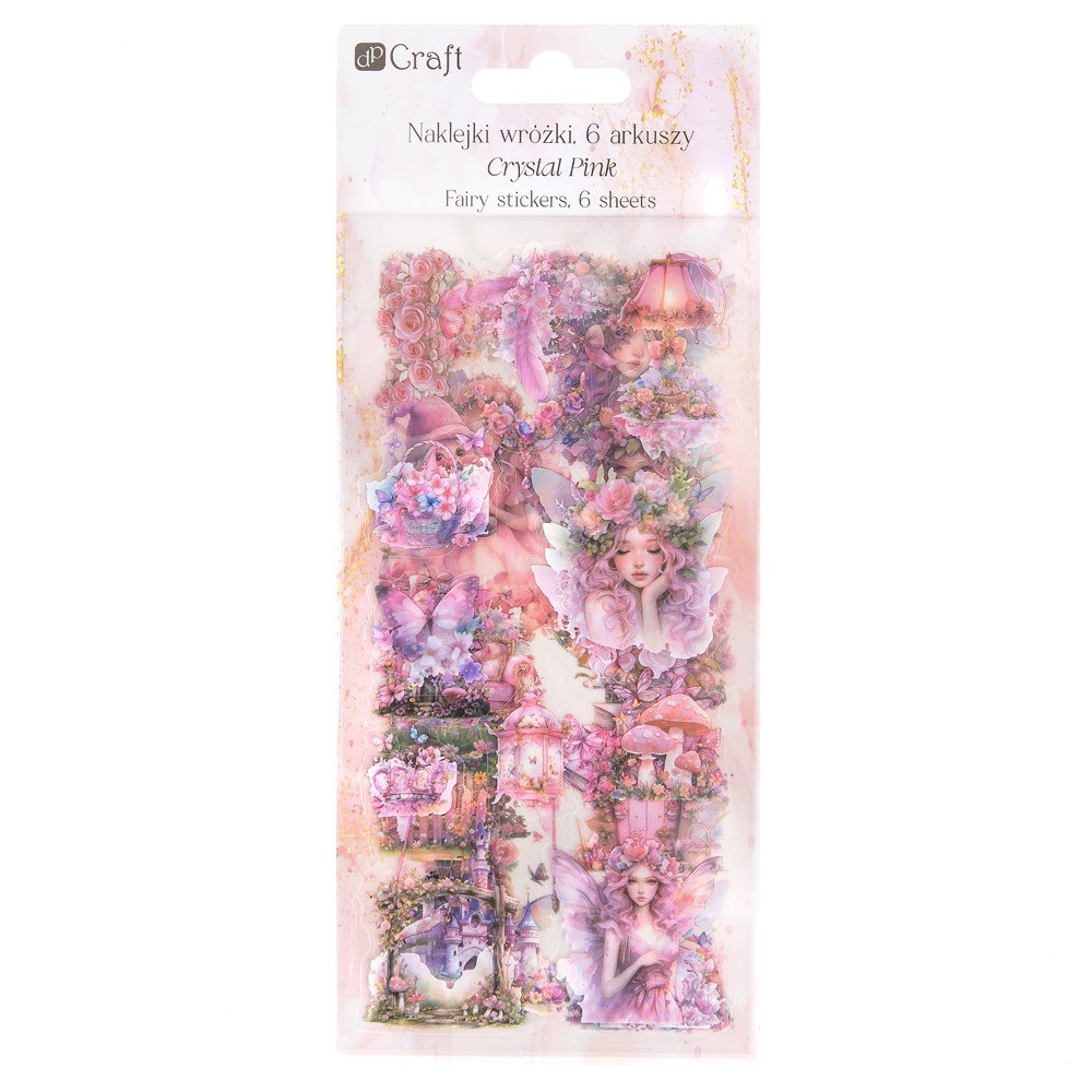 Naklejki foliowe Wróżki - DpCraft - Crystal Pink 6 ark.