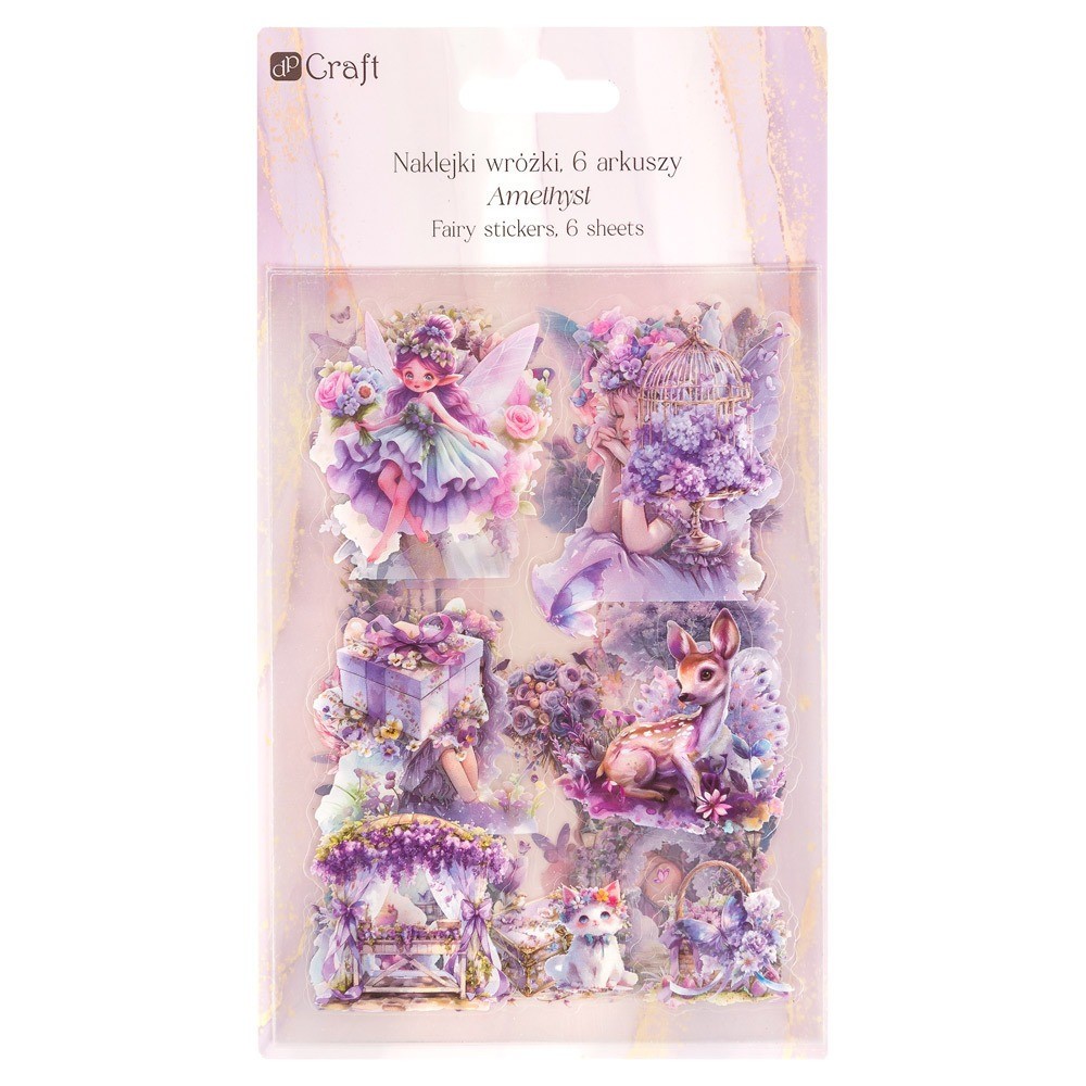 Glitter foil stickers Fairies - DpCraft - Amethyst 6 sheets