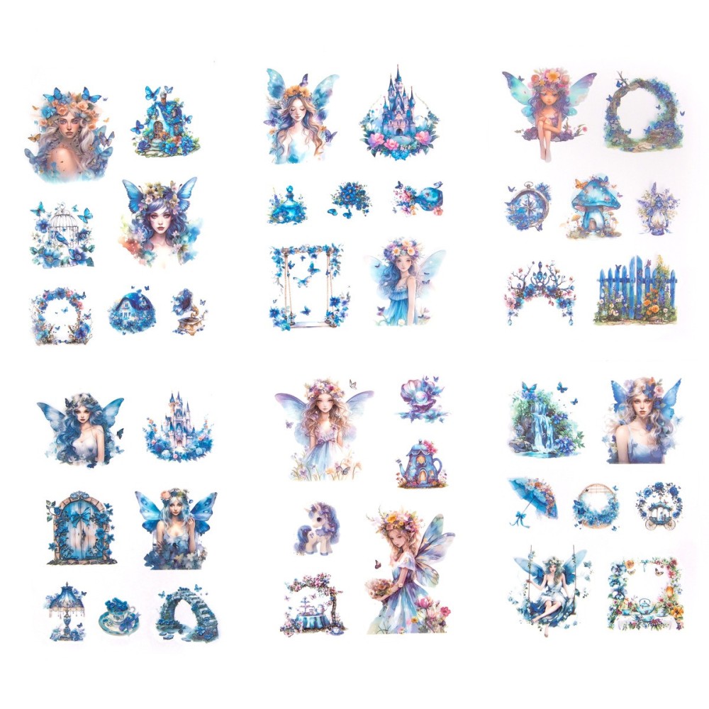 Foil stickers Fairies - DpCraft - Blue Stardust 6 sheets