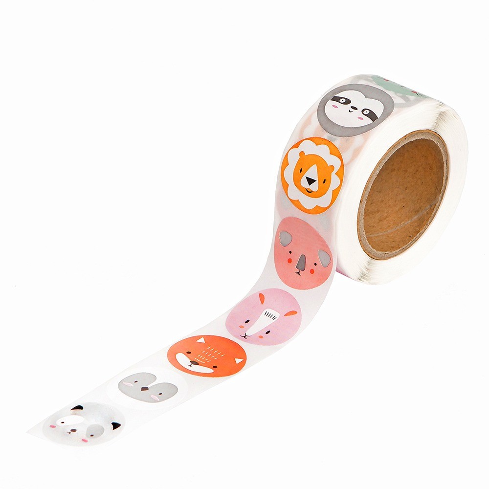 Naklejki motywacyjne na rolce Słodkie Zwierzątka - DpCraft - 2,5 cm 500 szt.
