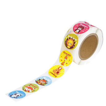 Naklejki motywacyjne na rolce Zwierzątka i napisy - DpCraft - 2,5 cm 500 szt.