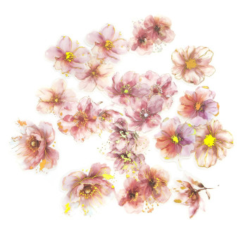 Glitter foil stickers Flowers - DpCraft - Pink Blush 20 pcs.