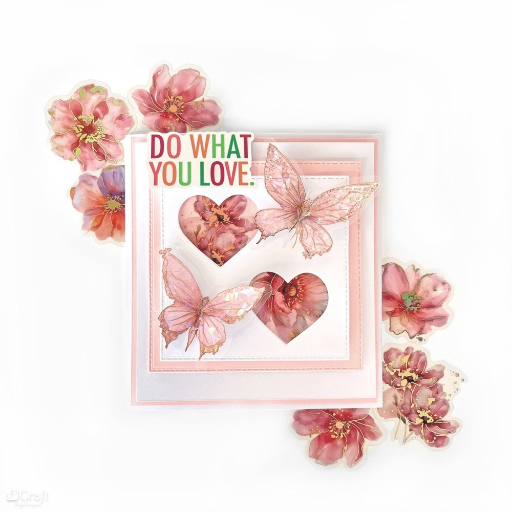 Naklejki foliowe połyskujące Kwiaty - DpCraft - Pink Blush 20 szt.