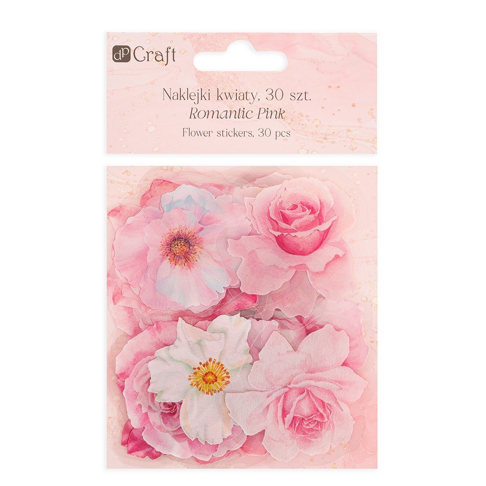 Naklejki foliowe Kwiaty - DpCraft - Romantic Pink 30 szt.