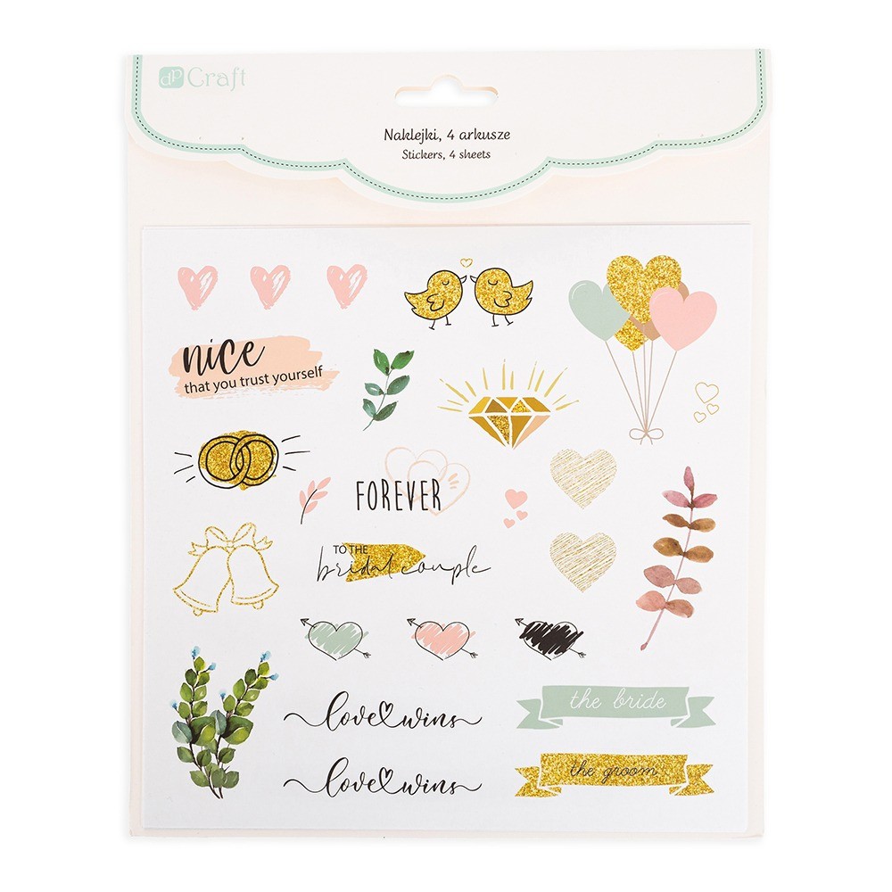 Watercolor paper stickers Love & Marriage - DpCraft - 4 sheets
