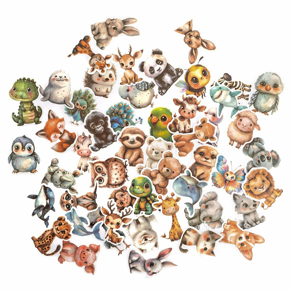 Cute Animals vinyl stickers - DpCraft - 4-6 cm 50 pcs.