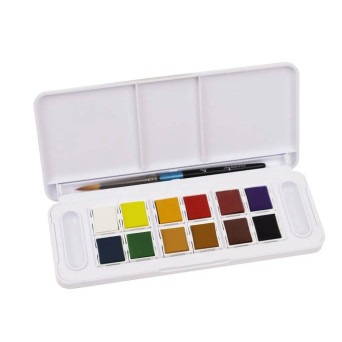 Set of Aquafine Travel watercolor paints in half pans - Daler Rowney - 12 pcs.