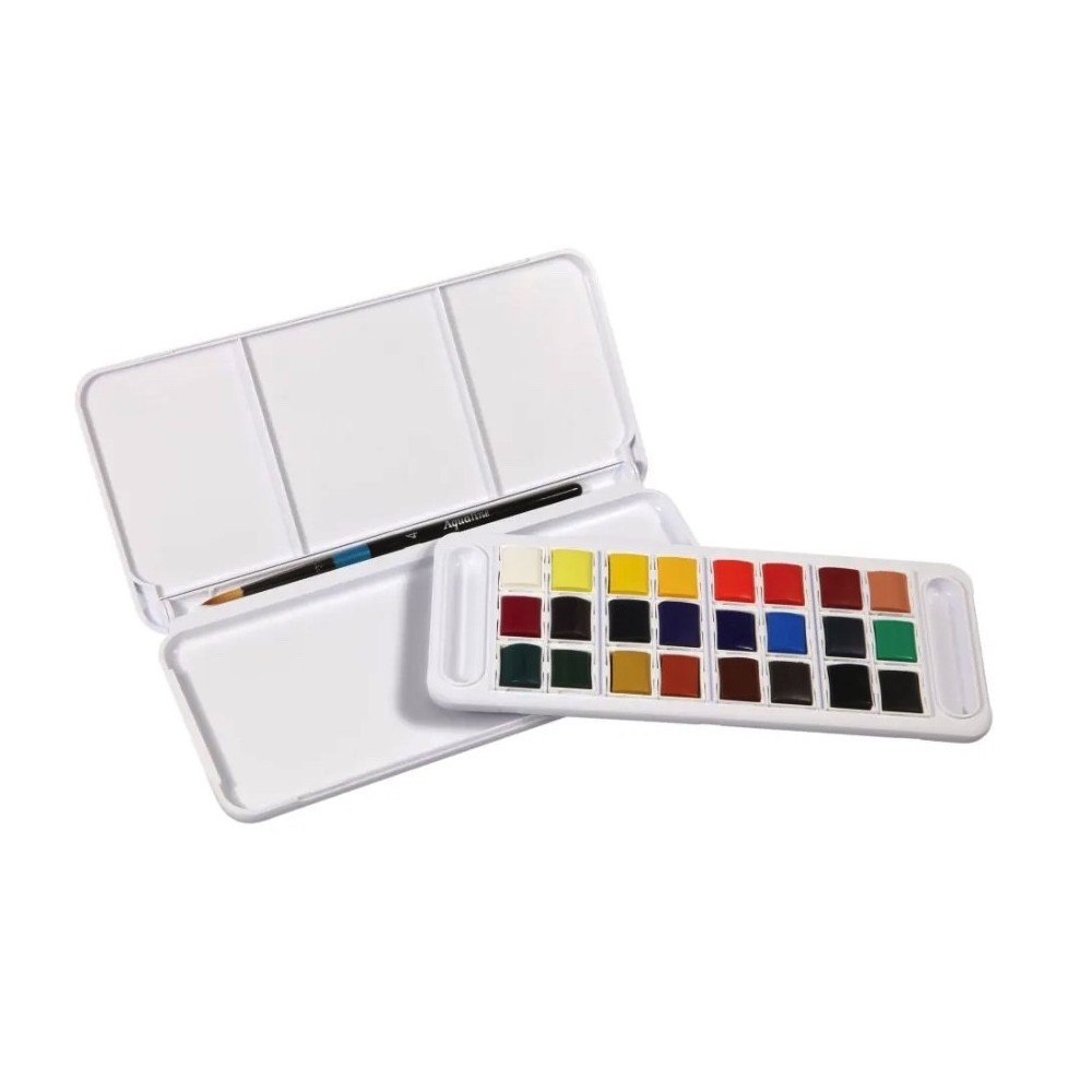 Set of Aquafine Travel watercolor paints in half pans - Daler Rowney - 24 pcs.