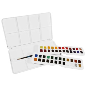 Set of Aquafine Studio watercolor paints in half pans - Daler Rowney - 48 pcs.