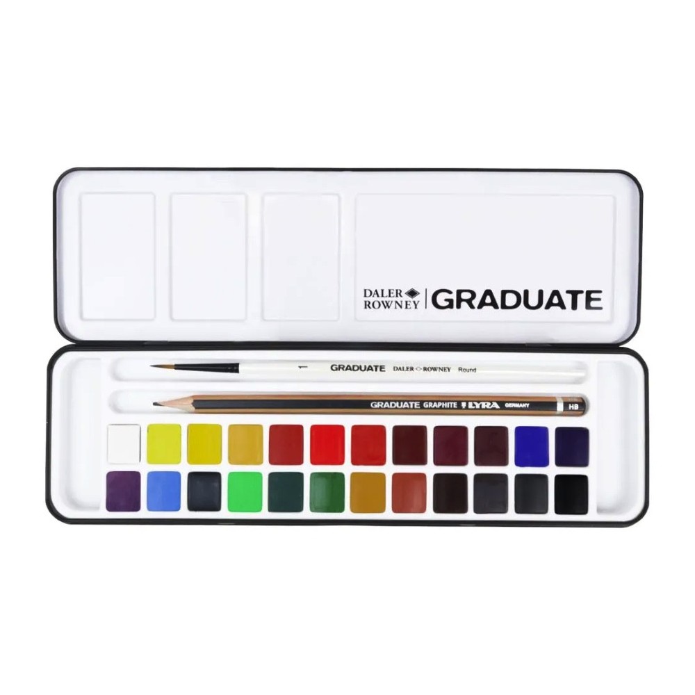 Zestaw akwareli Graduate w półkostkach - Daler Rowney - 24 szt.