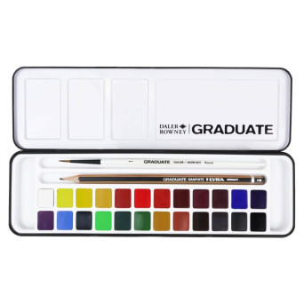 Zestaw akwareli Graduate w półkostkach - Daler Rowney - 24 szt.