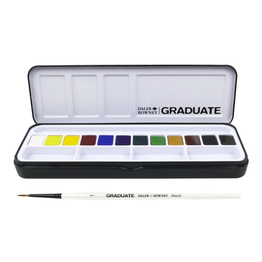 Set of Graduate watercolor paints in half pans - Daler Rowney - 12 pcs.